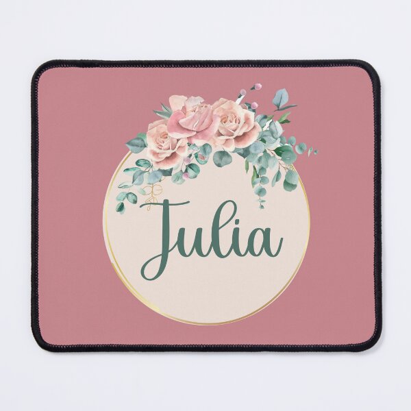 Item preview, "Julia" Name in Script Font with Rose Gold Flower Ring designed and sold by LotusPrints9.