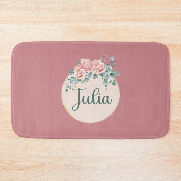 Item preview, "Julia" Name in Script Font with Rose Gold Flower Ring designed and sold by LotusPrints9.
