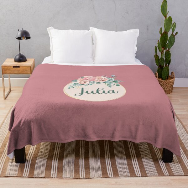 Item preview, "Julia" Name in Script Font with Rose Gold Flower Ring designed and sold by LotusPrints9.