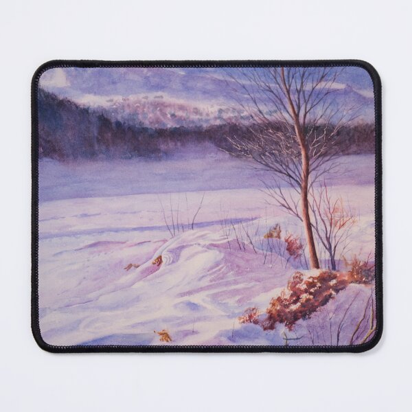 Item preview, January Sun, snow and ice on the lake in bright sunlight. Watercolour winter landscape, by Einar Aasen designed and sold by Einar Aasen.