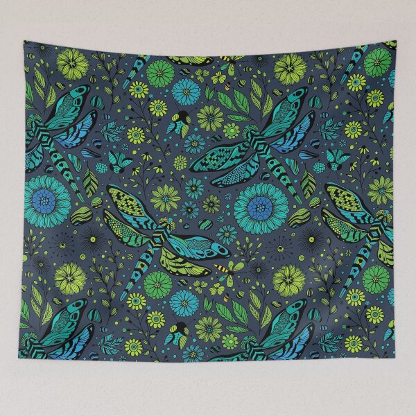 Item preview, Fly, fly dragonfly on navy designed and sold by Katerina Mitkova Kirilova.