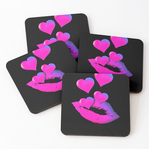 Item preview, Love and kisses lips and hearts design pink designed and sold by TipTopTapo.