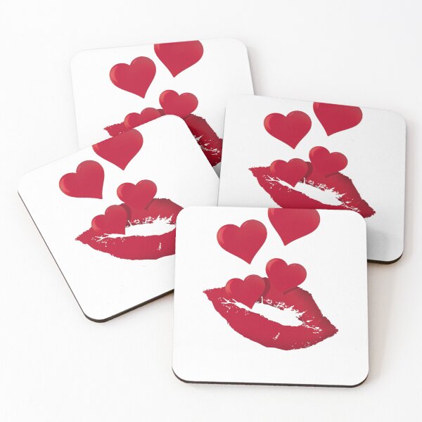 Item preview, Love and kisses lips and hearts design red designed and sold by TipTopTapo.