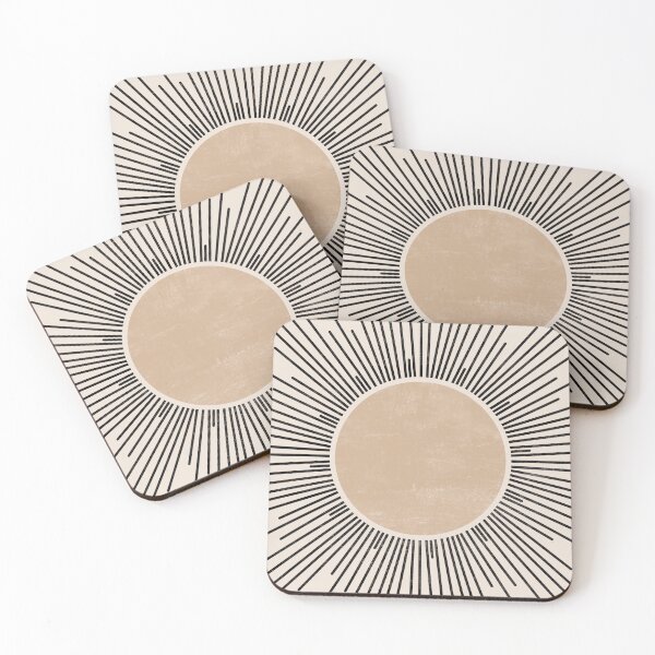 Item preview, Geometric Sun in Black and Beige designed and sold by ArticraftShop.