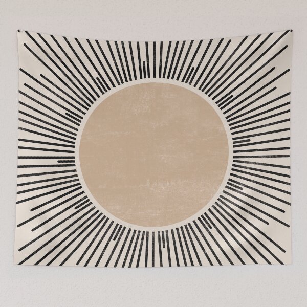 Item preview, Geometric Sun in Black and Beige designed and sold by ArticraftShop.