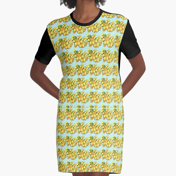 Yellow rose pattern Graphic T-Shirt Dress