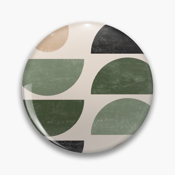 Item preview, Geometric Shapes Mid Century Modern Art in Beige, Green and Black designed and sold by ArticraftShop.