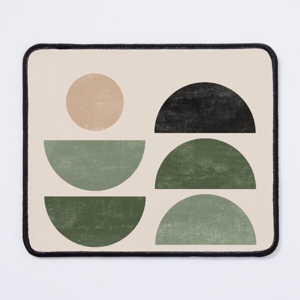 Item preview, Geometric Shapes Mid Century Modern Art in Beige, Green and Black designed and sold by ArticraftShop.