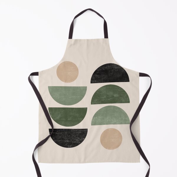 Item preview, Geometric Shapes Mid Century Modern Art in Beige, Green and Black designed and sold by ArticraftShop.