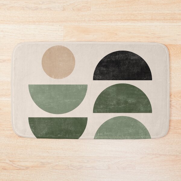 Item preview, Geometric Shapes Mid Century Modern Art in Beige, Green and Black designed and sold by ArticraftShop.