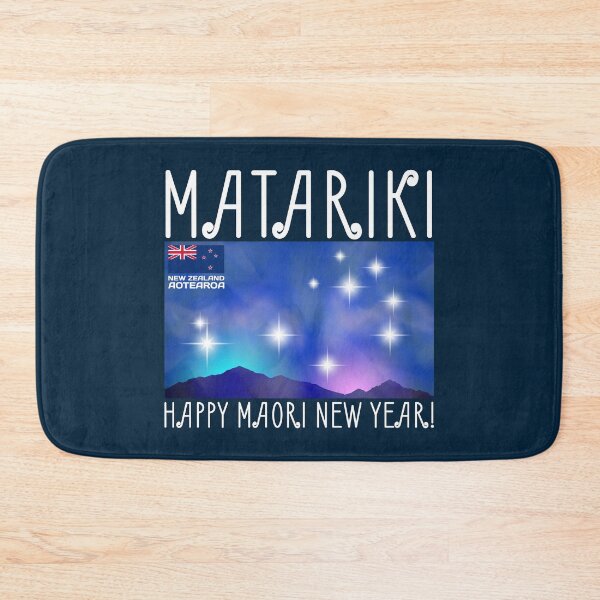 Item preview, Matariki. Happy Maori New Year. Bright radiant stellar pleiades and nebula in the night sky. Flag of New Zealand or Aotearoa designed and sold by GAleksS.
