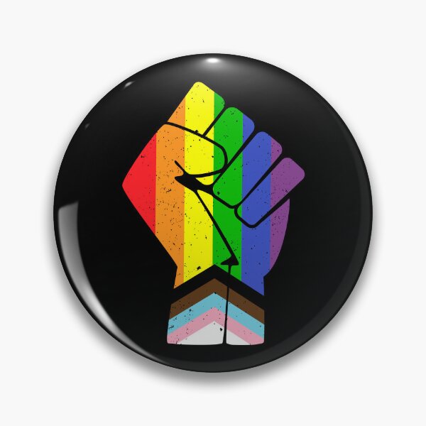 Item preview, LGBT (Progress) Pride Flag with raised fist designed and sold by Happy Puppy Print On Demand.