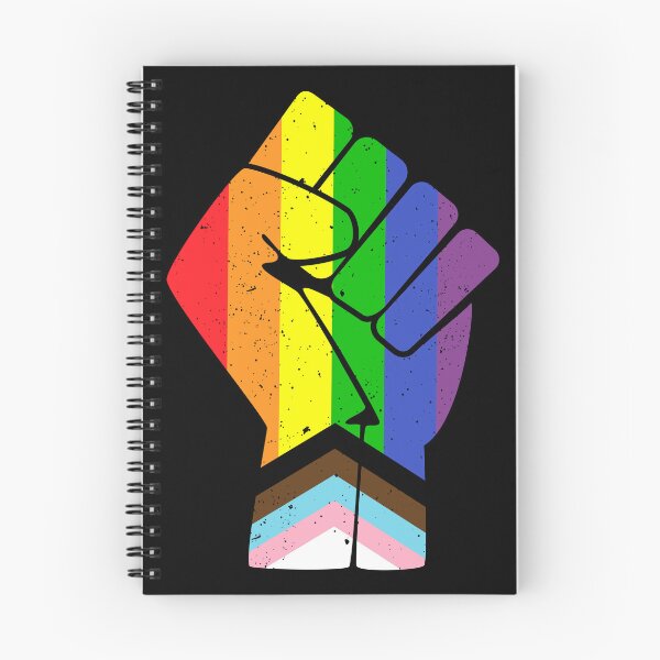 Item preview, LGBT (Progress) Pride Flag with raised fist designed and sold by Happy Puppy Print On Demand.