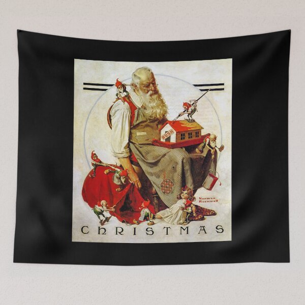 Item preview, Music Vintage Retro Norman Rockwell Santa And His Elves Love You Fans designed and sold by ZenaBarton56.
