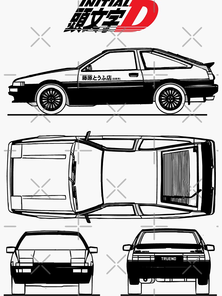 Initial D Anime Custom Classic AE 86 Trueno Car Laser Engraved 