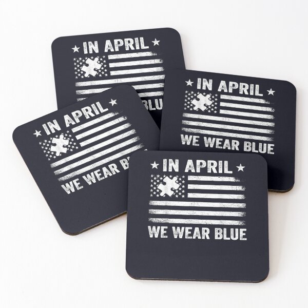 Item preview, In April We Wear Blue American Flag Autism Awareness Month designed and sold by DeannaMarks.