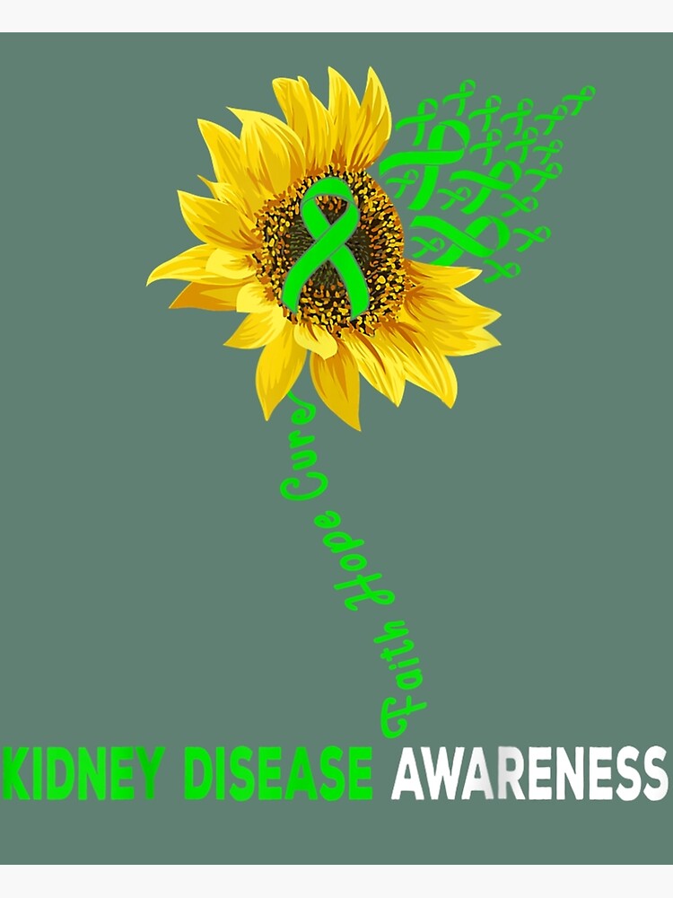 "Faith Hope Cure Kidney Disease Sunflower Puzzle Pieces" Poster by
