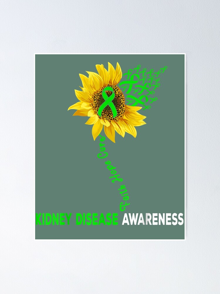 "Faith Hope Cure Kidney Disease Sunflower Puzzle Pieces" Poster by