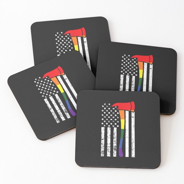 Item preview, Firefighter American Flag LGBT-Q Gay Pride Flag Fireman Ally designed and sold by IEatSwans.