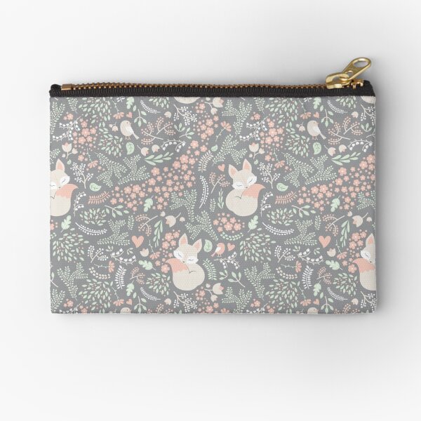 Sleeping Fox - grey seamless pattern Zipper Pouch