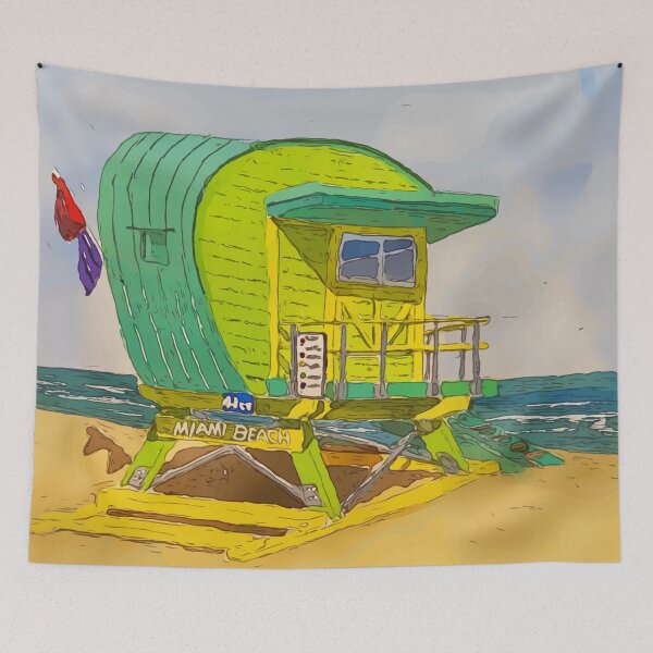 Item preview, Cute lifeguard tower in South Beach Miami Florida - WelshDesigns designed and sold by welshdesigns.