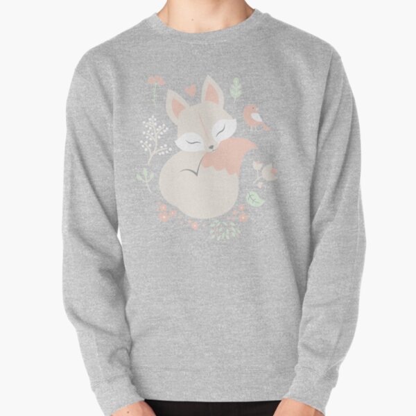 Sleeping Fox - grey seamless pattern Pullover Sweatshirt