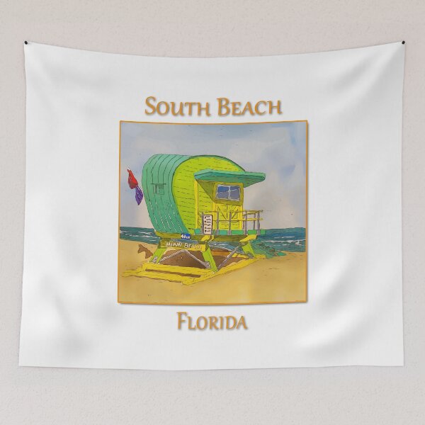 Item preview, Cute Lifeguard tower in South Beach Miami Florida - WelshDesigns designed and sold by welshdesigns.