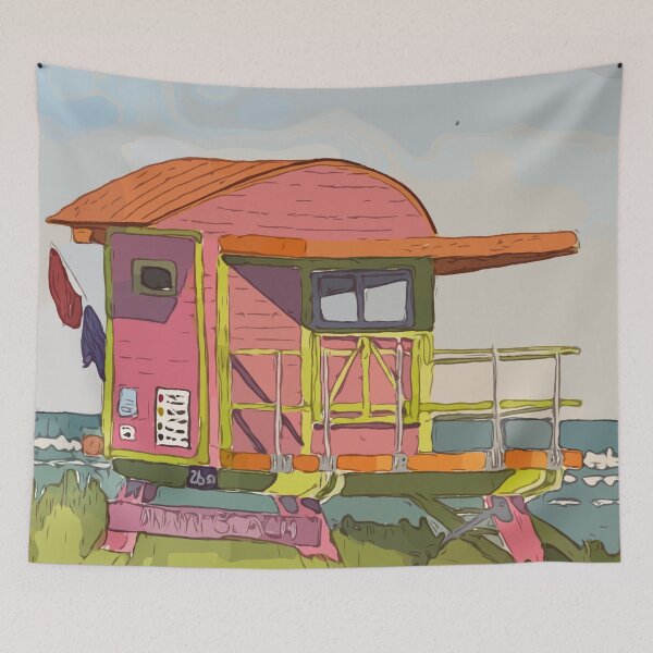 Item preview, Cute lifeguard tower in South Beach Miami Florida - WelshDesigns designed and sold by welshdesigns.