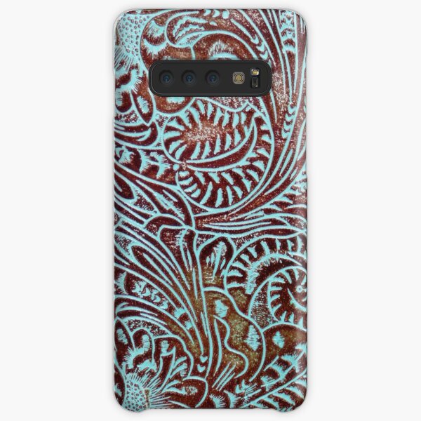 Aqua Brown Tooled Leather Pattern Samsung Galaxy Snap Case
