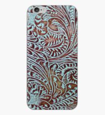 Aqua Brown Tooled Leather iPhone Case