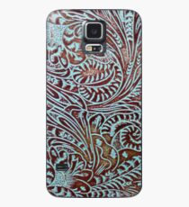 Aqua Brown Nachgerüstetes Leder Hülle & Klebefolie für Samsung Galaxy