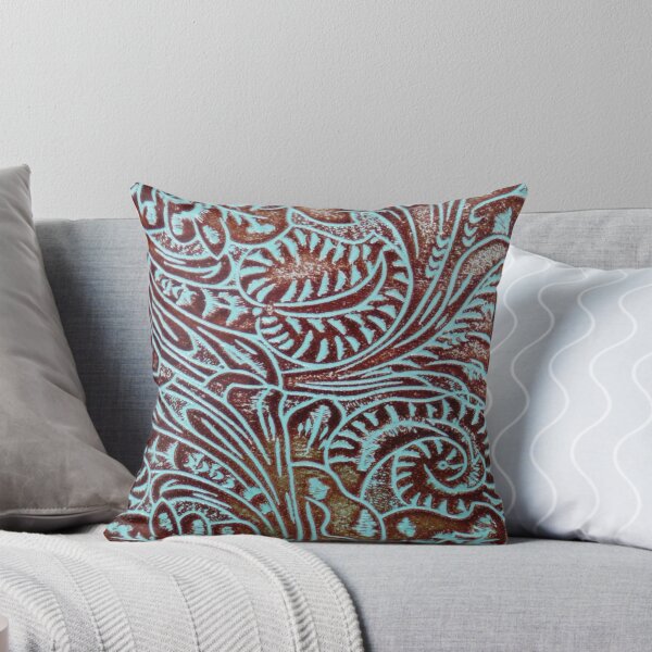 Item preview, Aqua Brown Tooled Leather Pattern designed and sold by TheGhostTown.