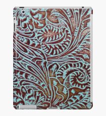 Aqua Brown Tooled Leather iPad Case/Skin