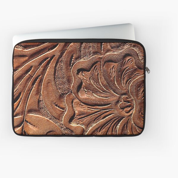 Vintage Worn Tooled Leather Pattern Laptop Sleeve