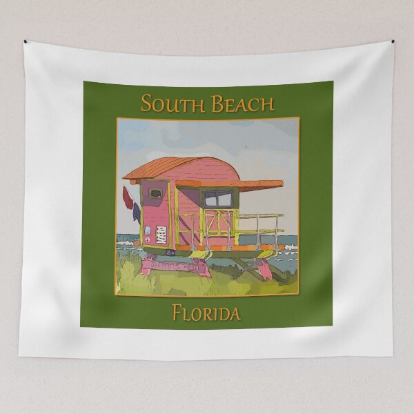 Item preview, Cute Lifeguard tower in South Beach Miami Florida - WelshDesigns designed and sold by welshdesigns.