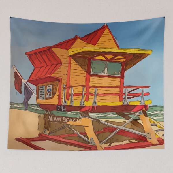 Item preview, Cute lifeguard tower in South Beach Miami Florida - WelshDesigns designed and sold by welshdesigns.