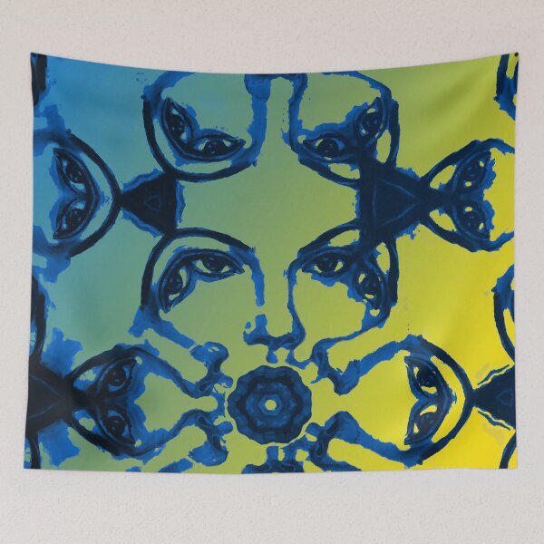 Item preview, Oil painting Hundred Eyes, gradient blue to yellow designed and sold by Zanimations.