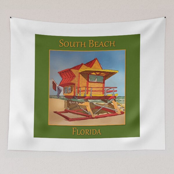 Item preview, Cute Lifeguard tower in South Beach Miami Florida - WelshDesigns designed and sold by welshdesigns.