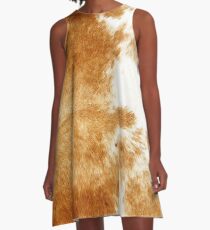 Golden Brown Cow Hide A-Line Dress