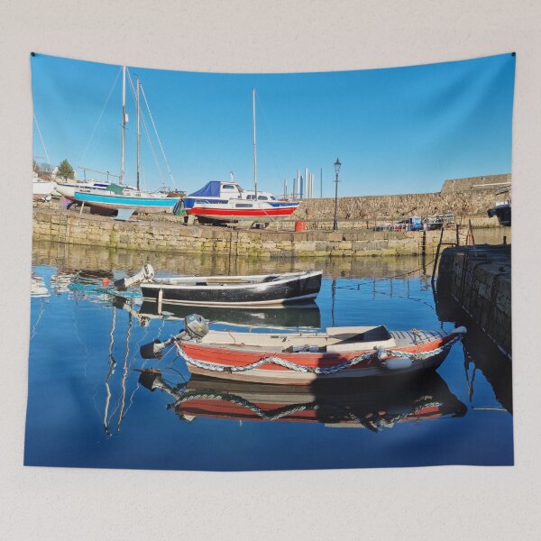 Item preview, Red boats in a harbour designed and sold by S-and-W-4ever.