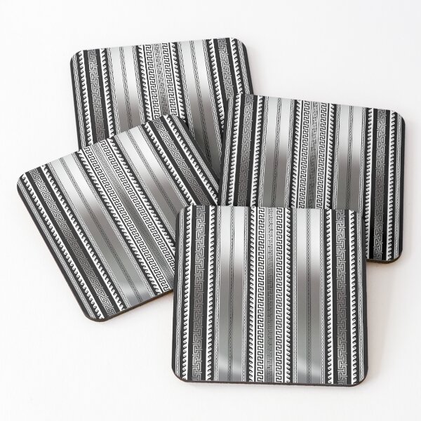 Item preview, Greek Keys Black Silver White Stripe designed and sold by Yiorgos Designs.