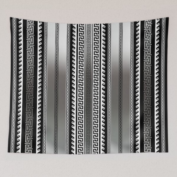 Item preview, Greek Keys Black Silver White Stripe designed and sold by Yiorgos Designs.