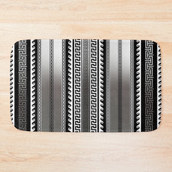 Item preview, Greek Keys Black Silver White Stripe designed and sold by Yiorgos Designs.
