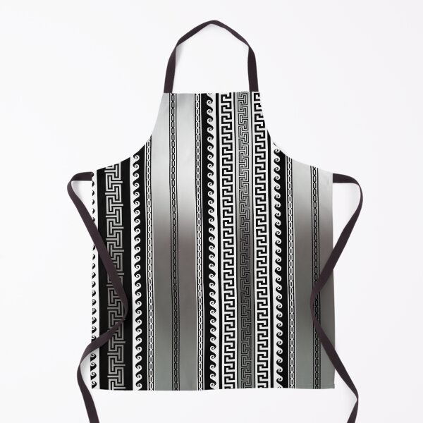 Item preview, Greek Keys Black Silver White Stripe designed and sold by Yiorgos Designs.
