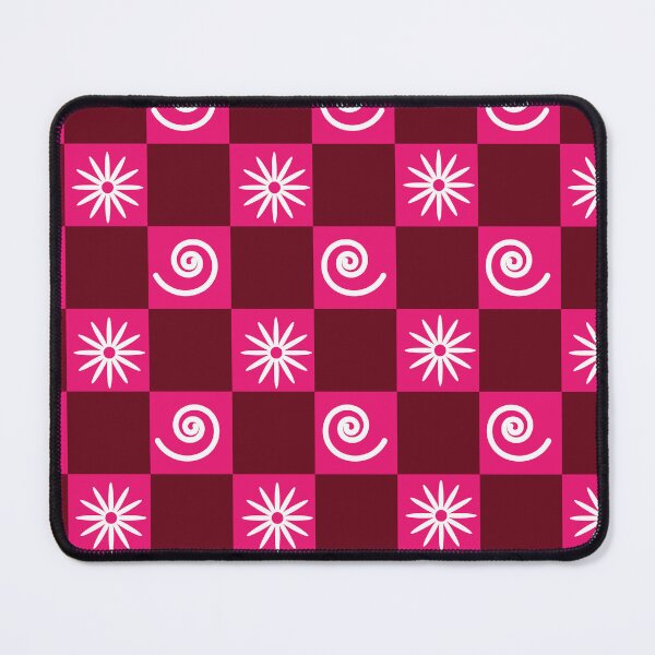 Item preview, Pink and Red Checkered Squares with Spirals and Daisy flowers designed and sold by Yasminepatterns .