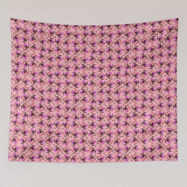 Item preview, Tulip Tree Sprig on Diamonds on Pink Repeat 5748 designed and sold by Art in My Loft.