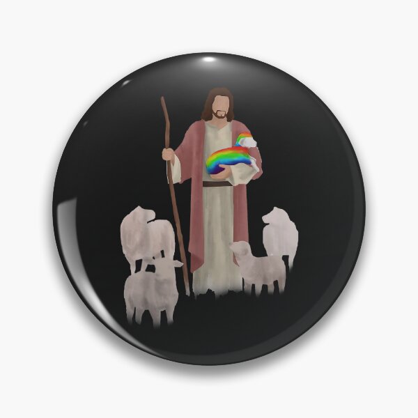 Item preview, Jesus & Rainbow Lamb LGBT Gay Pride Shepherd Christian Art designed and sold by IEatSwans.