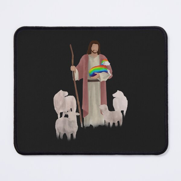 Item preview, Jesus & Rainbow Lamb LGBT Gay Pride Shepherd Christian Art designed and sold by IEatSwans.