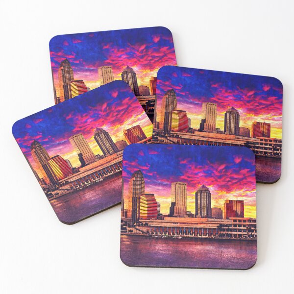 Item preview, Skyline of Downtown Tampa, Florida, at sunset - impasto oil painting designed and sold by NickoPrints.