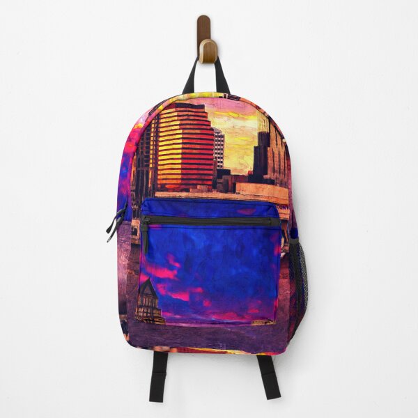 Item preview, Skyline of Downtown Tampa, Florida, at sunset - impasto oil painting designed and sold by NickoPrints.